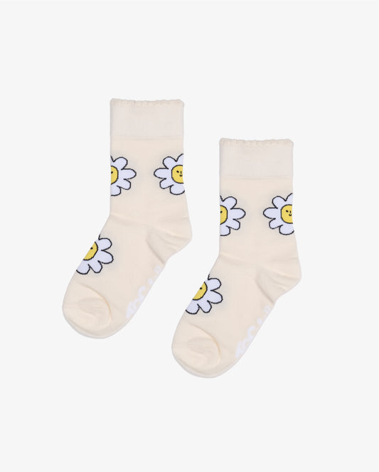 The Girl Club Daisy Cream Scallop Edge Socks