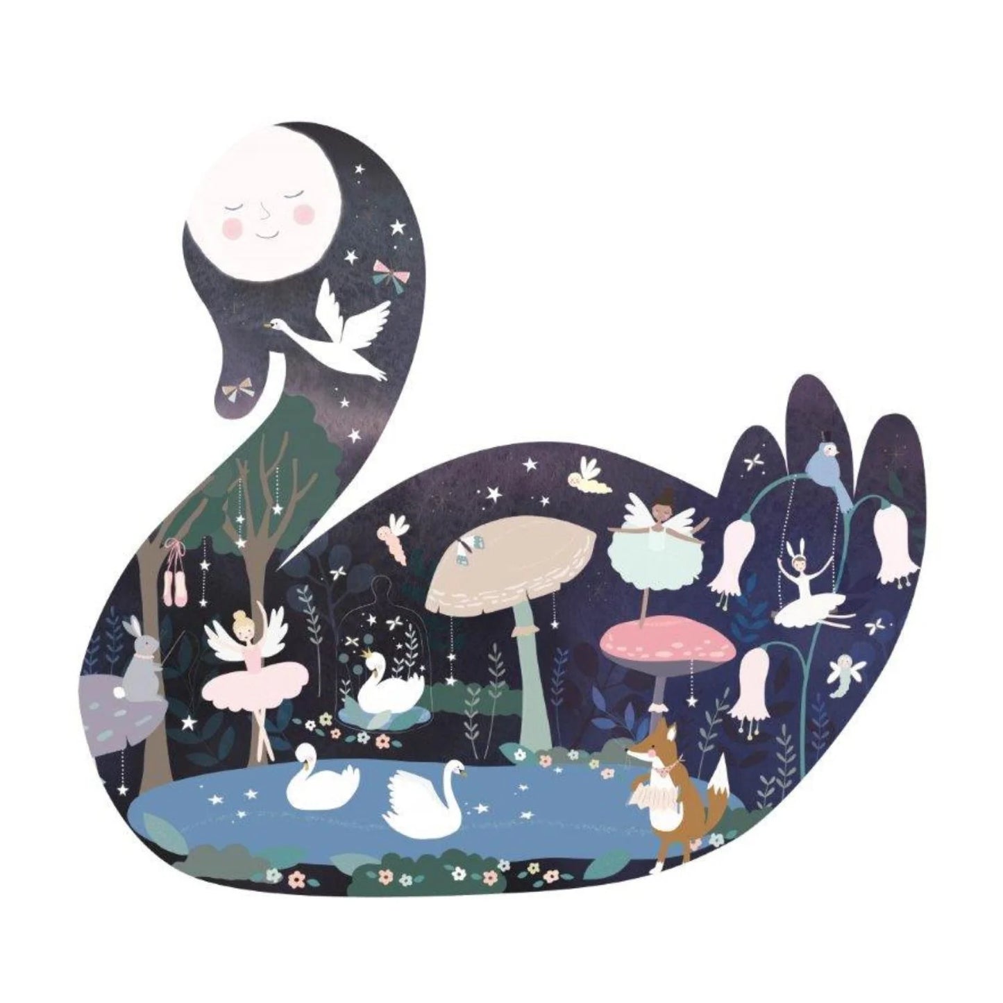 Floss & Rock Swan Shaped Puzzle 40pc | Enchanted