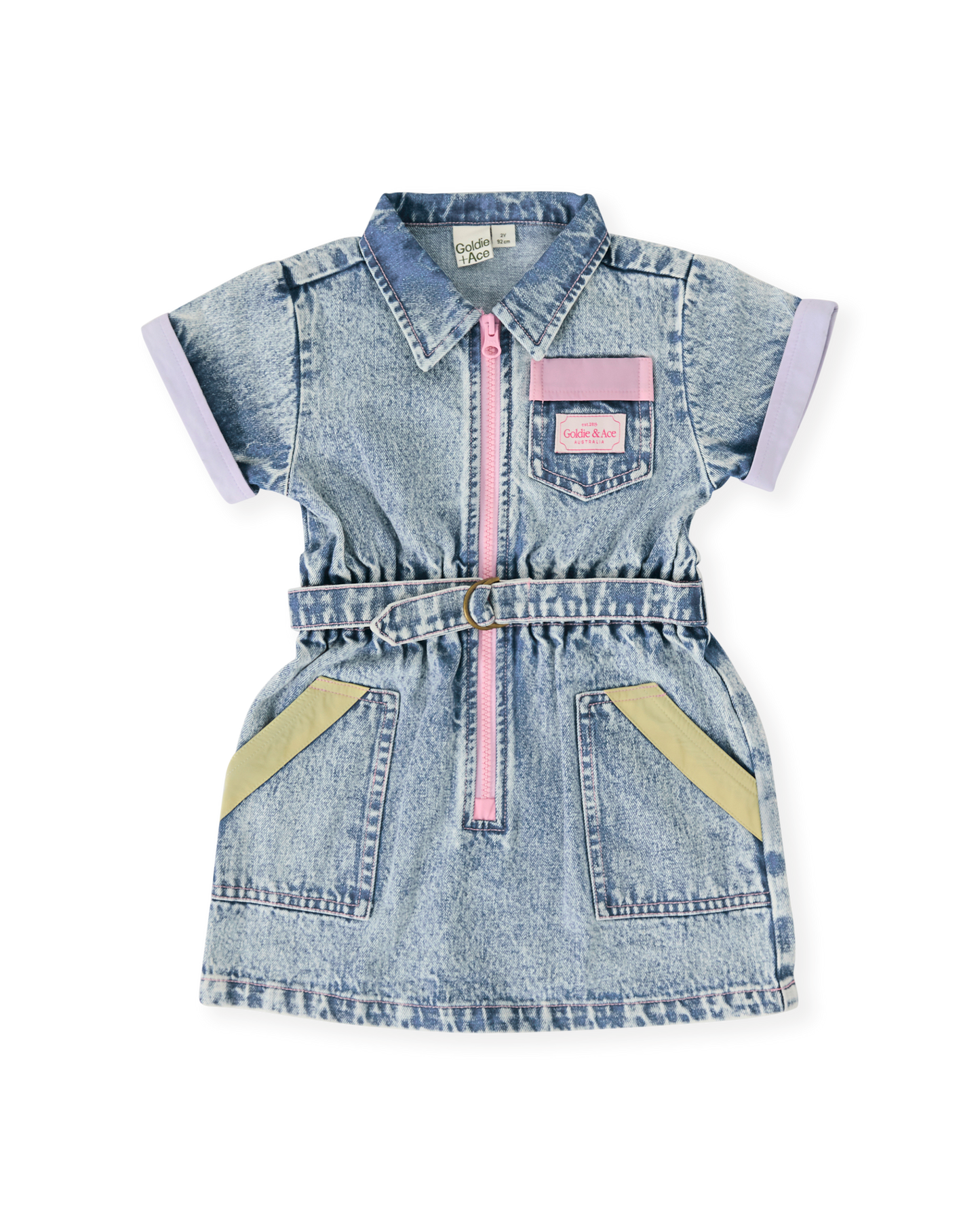 Goldie + Ace Pastel Pop Piper Denim Belted Dress