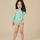 Goldie + Ace Daisy Patch Long Sleeve Frill Swimsuit