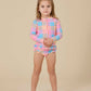 Goldie + Ace Rainbow Gingham Zip Up Rashguard
