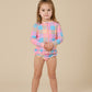 Goldie + Ace Rainbow Gingham Zip Up Rashguard