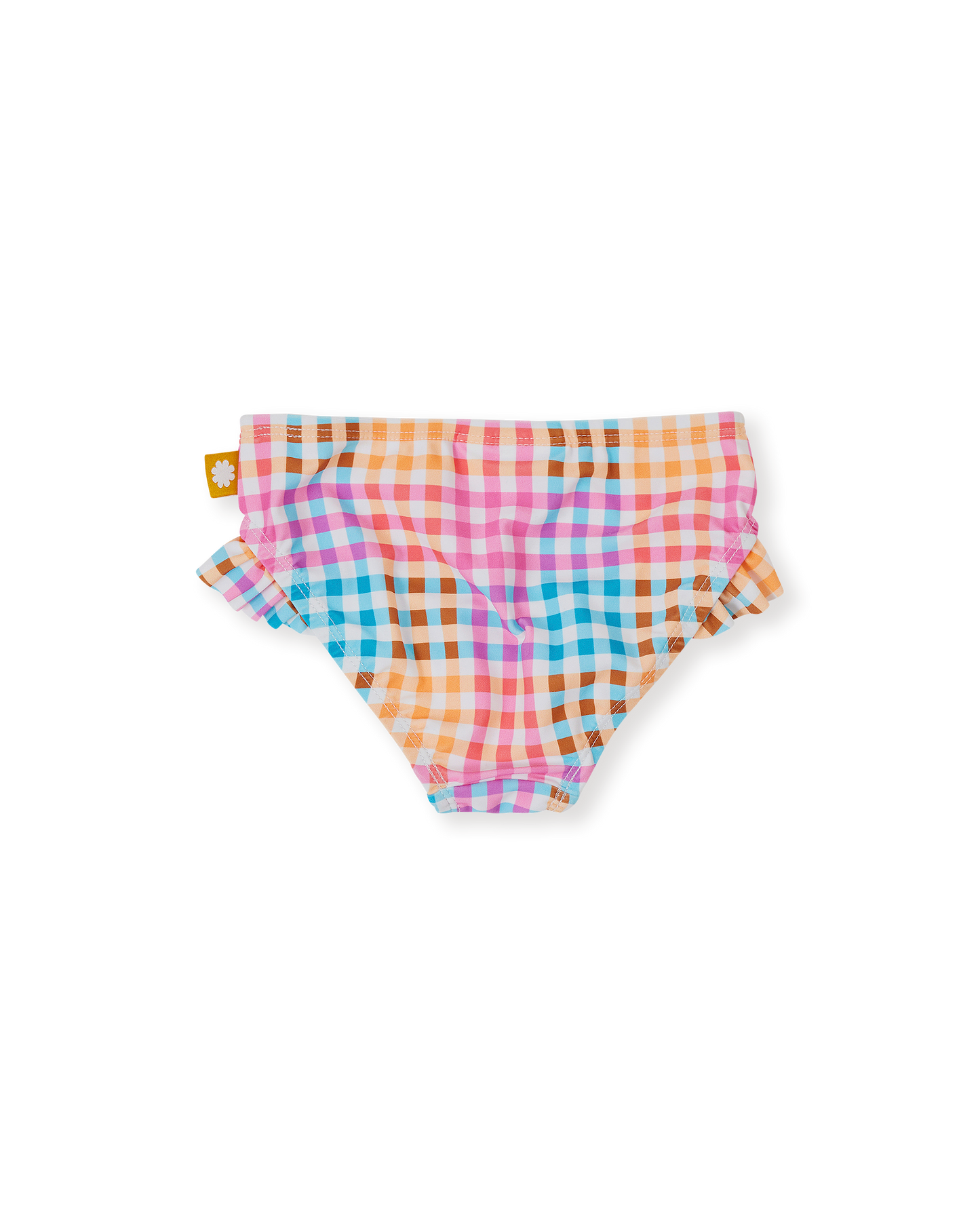 Goldie + Ace Rainbow Gingham Frill Waist Bikini Bottom
