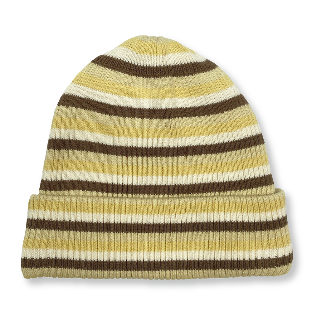 Grown Knitted Stripe Pixie Beanie Clay & Dusty Lime