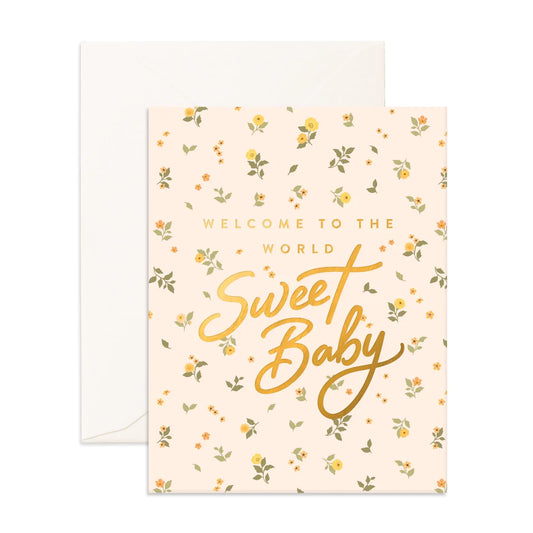 Welcome Sweet Baby Broderie Greeting Card