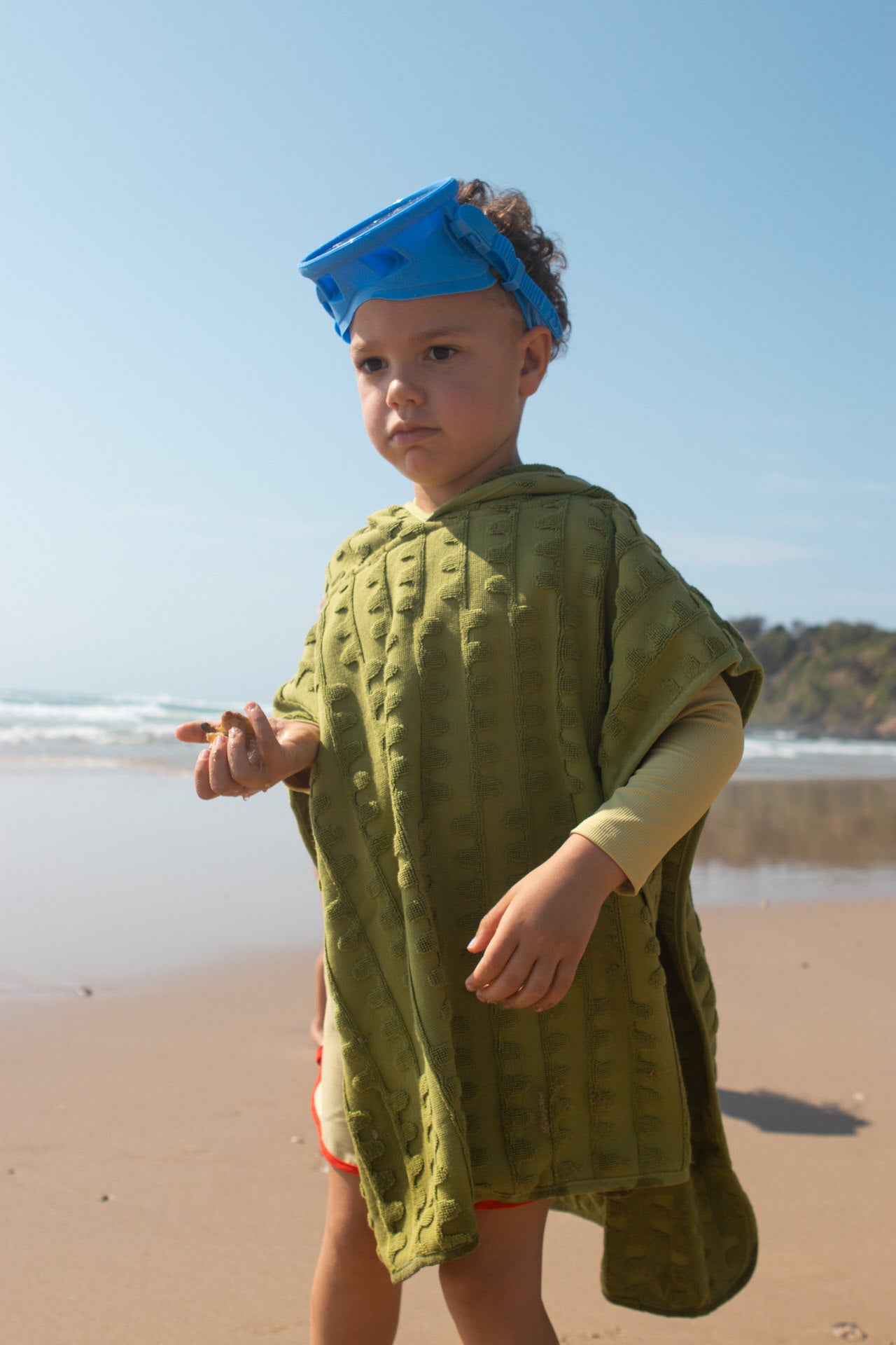 Grown Terry Towelling Flow Poncho Leaf