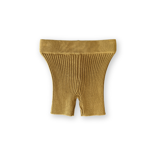Grown Knitted Rib Bike Shorts Mustard
