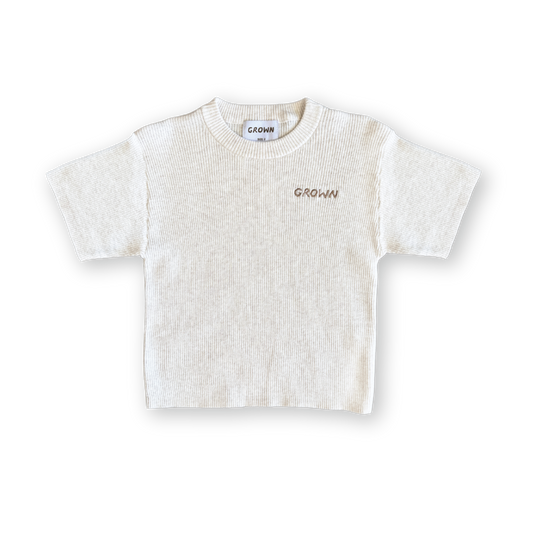 Grown Ribbed Knitted Logo Tee Coconut
