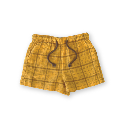 Grown Plaid Shorts Mustard