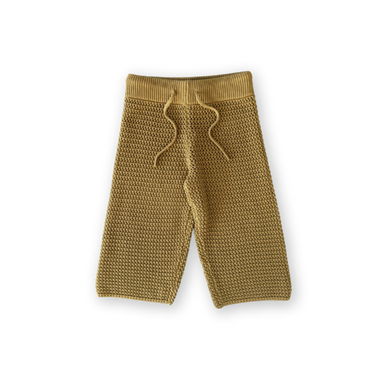 Grown Open Knit Pants Mustard