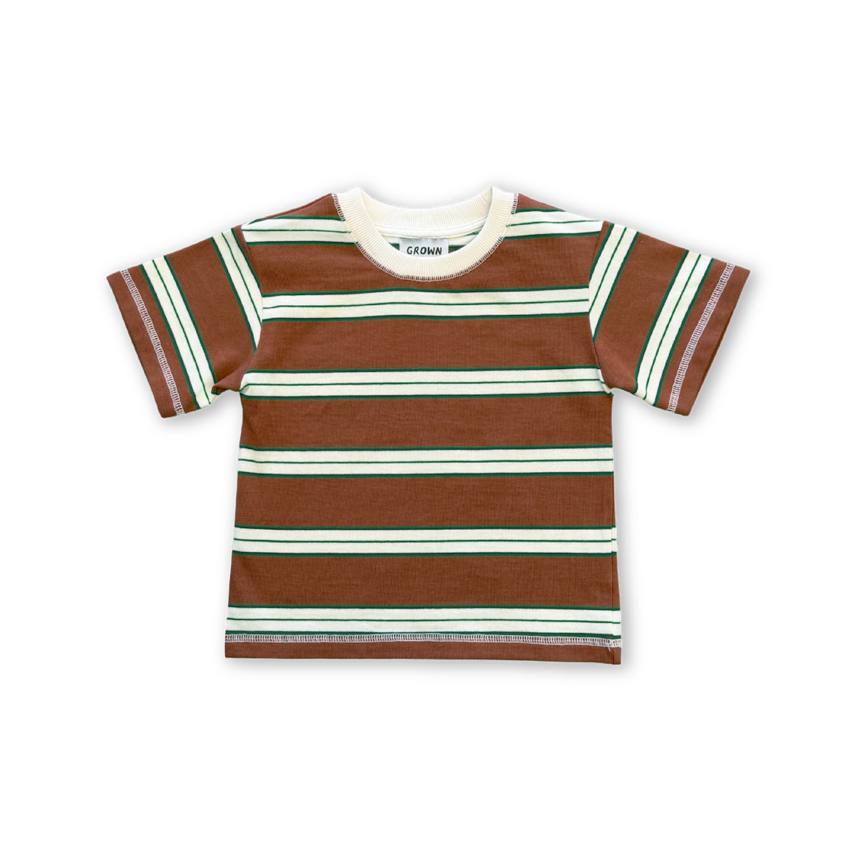 Grown Cotton Sports Stripe Short Sleeve Tee Acorn