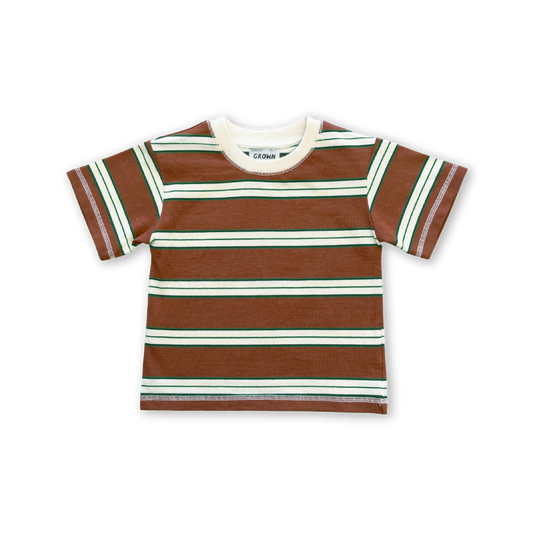 Grown Cotton Sports Stripe Short Sleeve Tee Acorn
