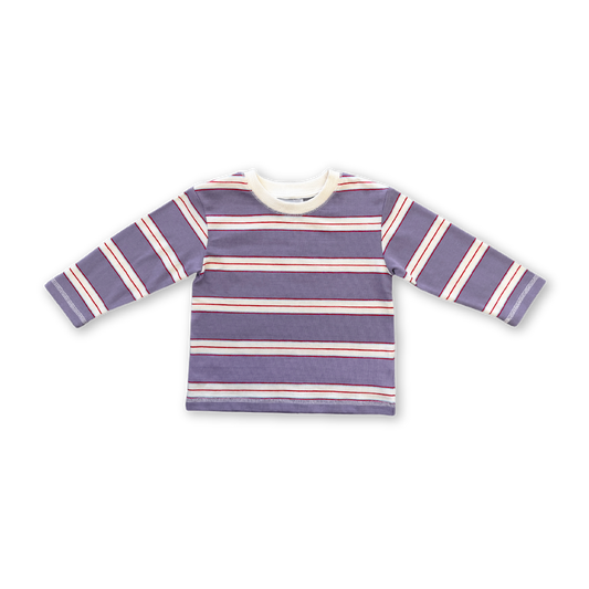 Grown Cotton Sports Stripe Long Sleeve Tee Mauve