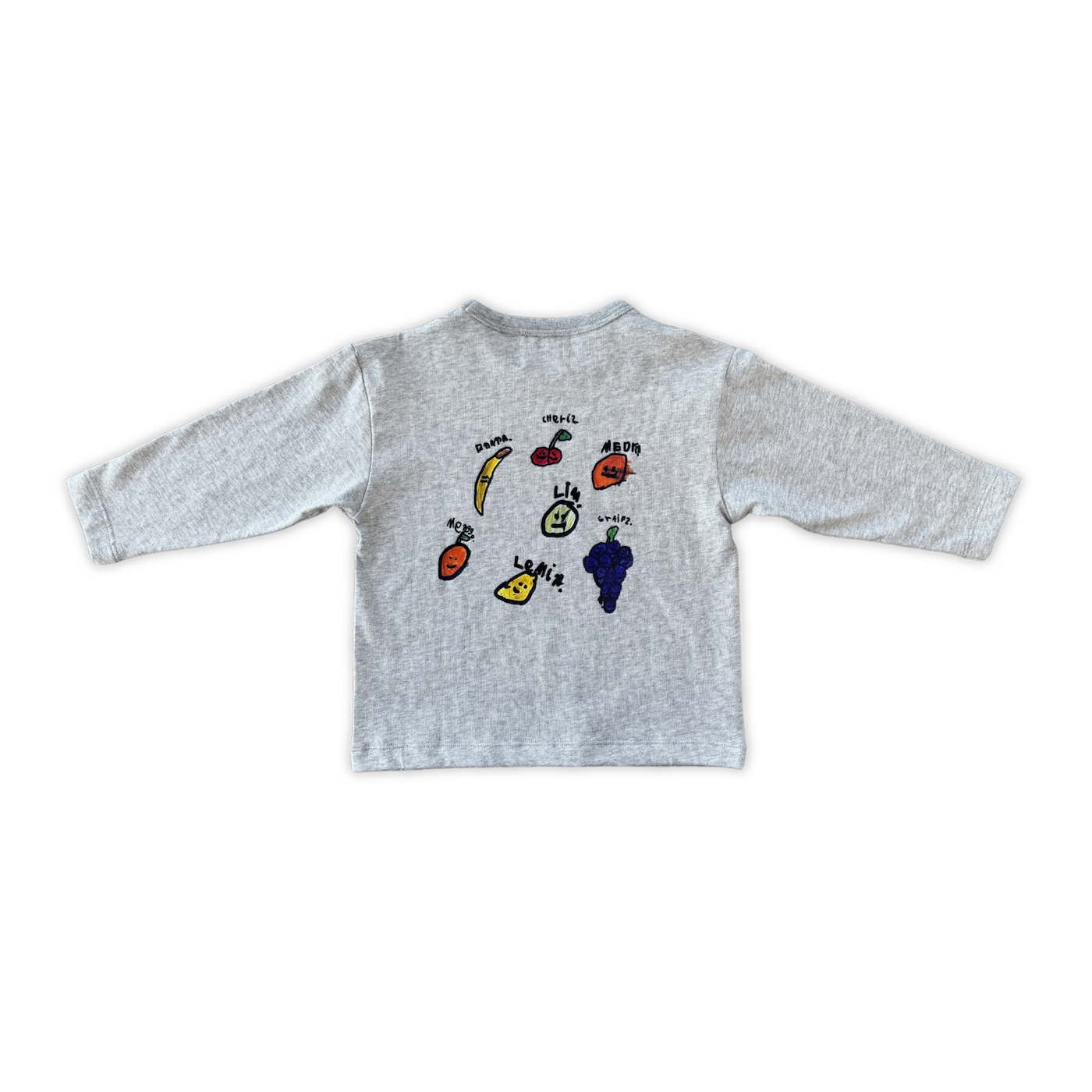 Grown Organic Fruit Salad Long Sleeve Tee Grey Marle