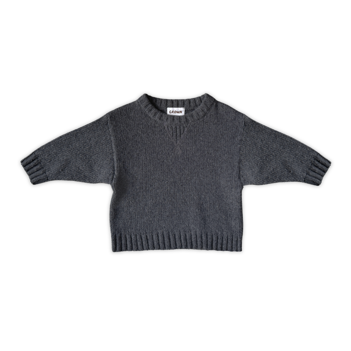 Grown Merino Blend Knit Pull Over Charcoal