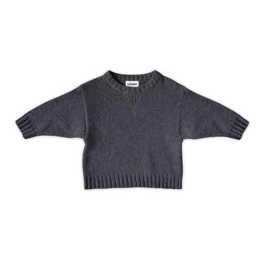 Grown Merino Blend Knit Pull Over Charcoal