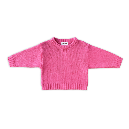 Grown Merino Blend Knit Pull Over Raspberry