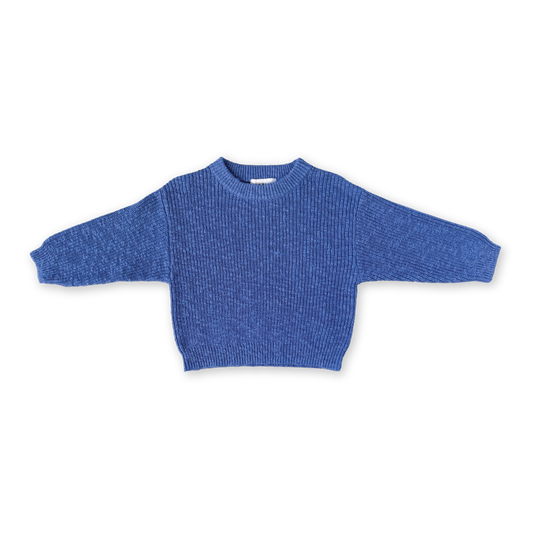 Grown Textured Organic Slub Knit Pull Over Cobalt *Pre-order*