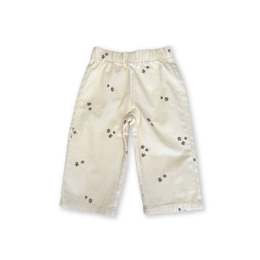 Grown Organic Denim Wild Flower Embroidery Pant Milk *Pre-order*
