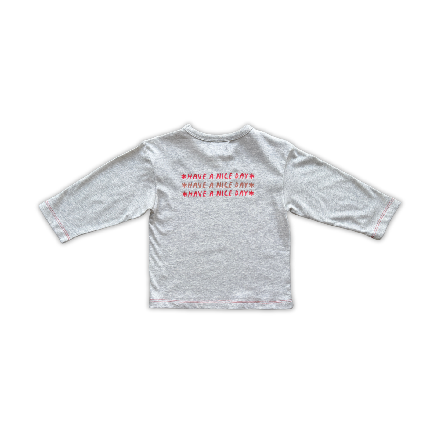 Grown Organic Have A Nice Day Long Sleeve Tee Grey Marle