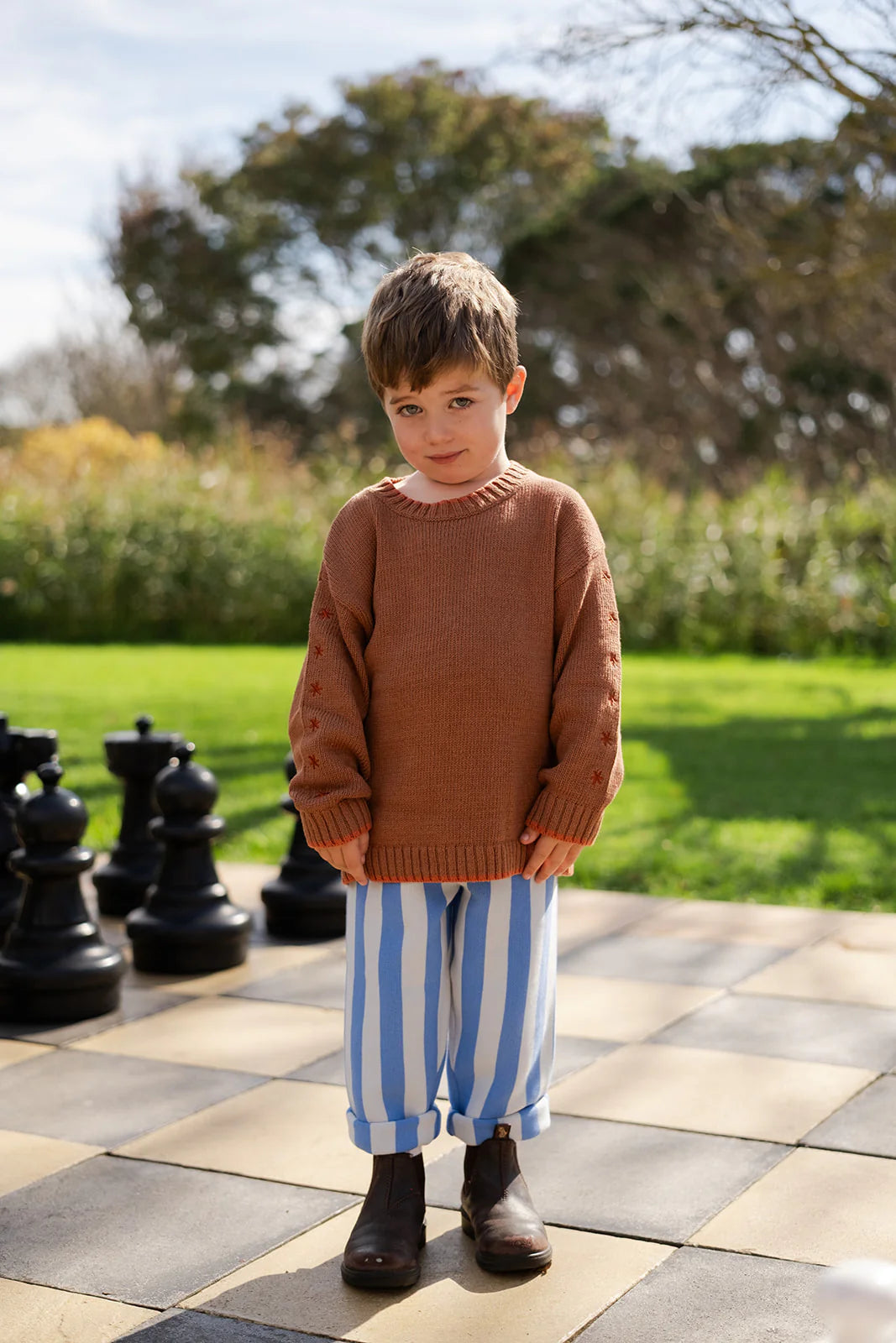 Grown Organic Milano Stripe Knit Pant Cobalt Ice