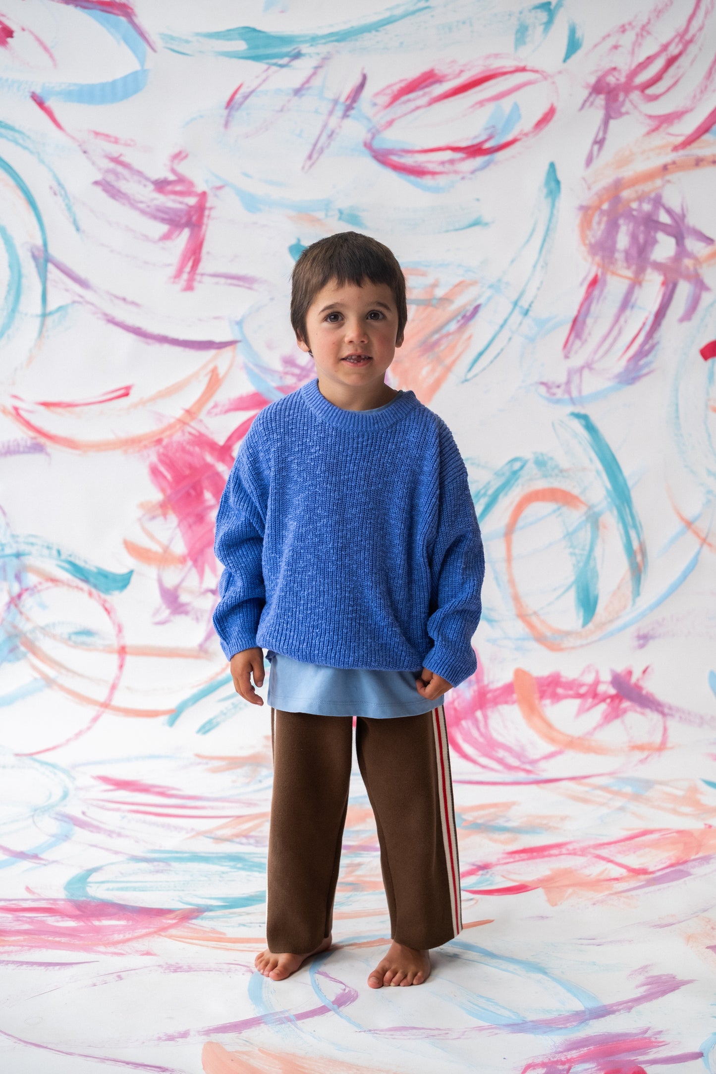 Grown Textured Organic Slub Knit Pull Over Cobalt