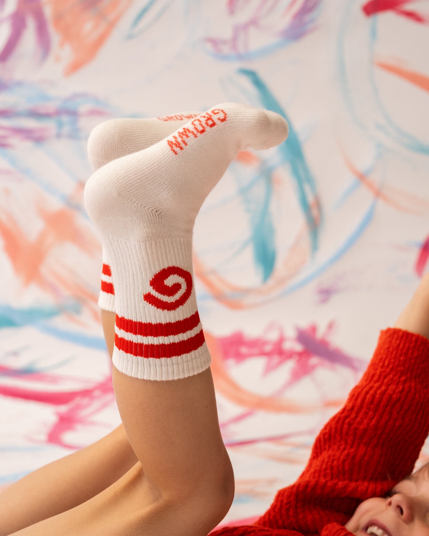 Grown Swirl Cotton Socks Milk