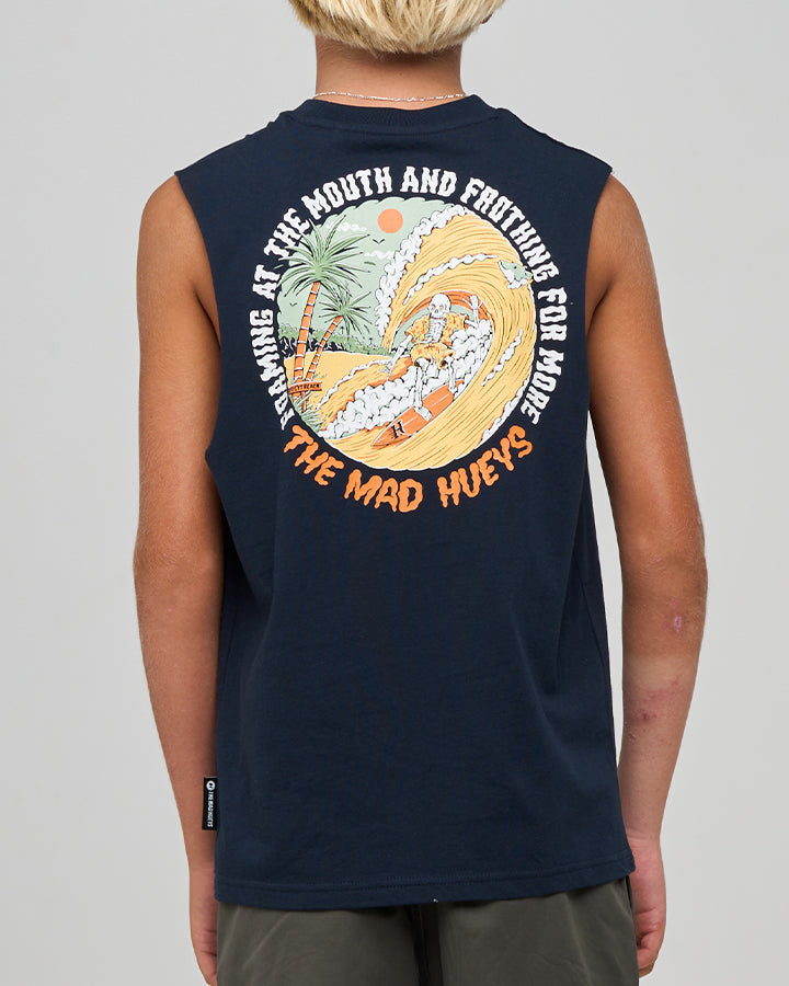 Mad Hueys Frothing For More Muscle Tee Navy