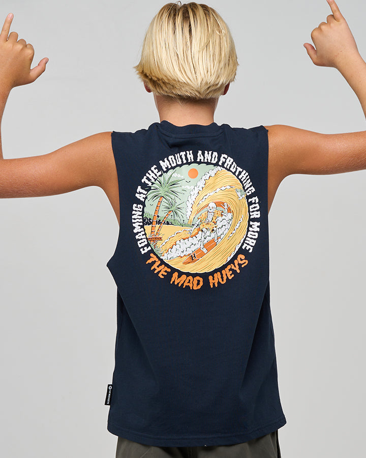 Mad Hueys Frothing For More Muscle Tee Navy