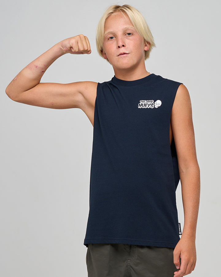Mad Hueys Frothing For More Muscle Tee Navy