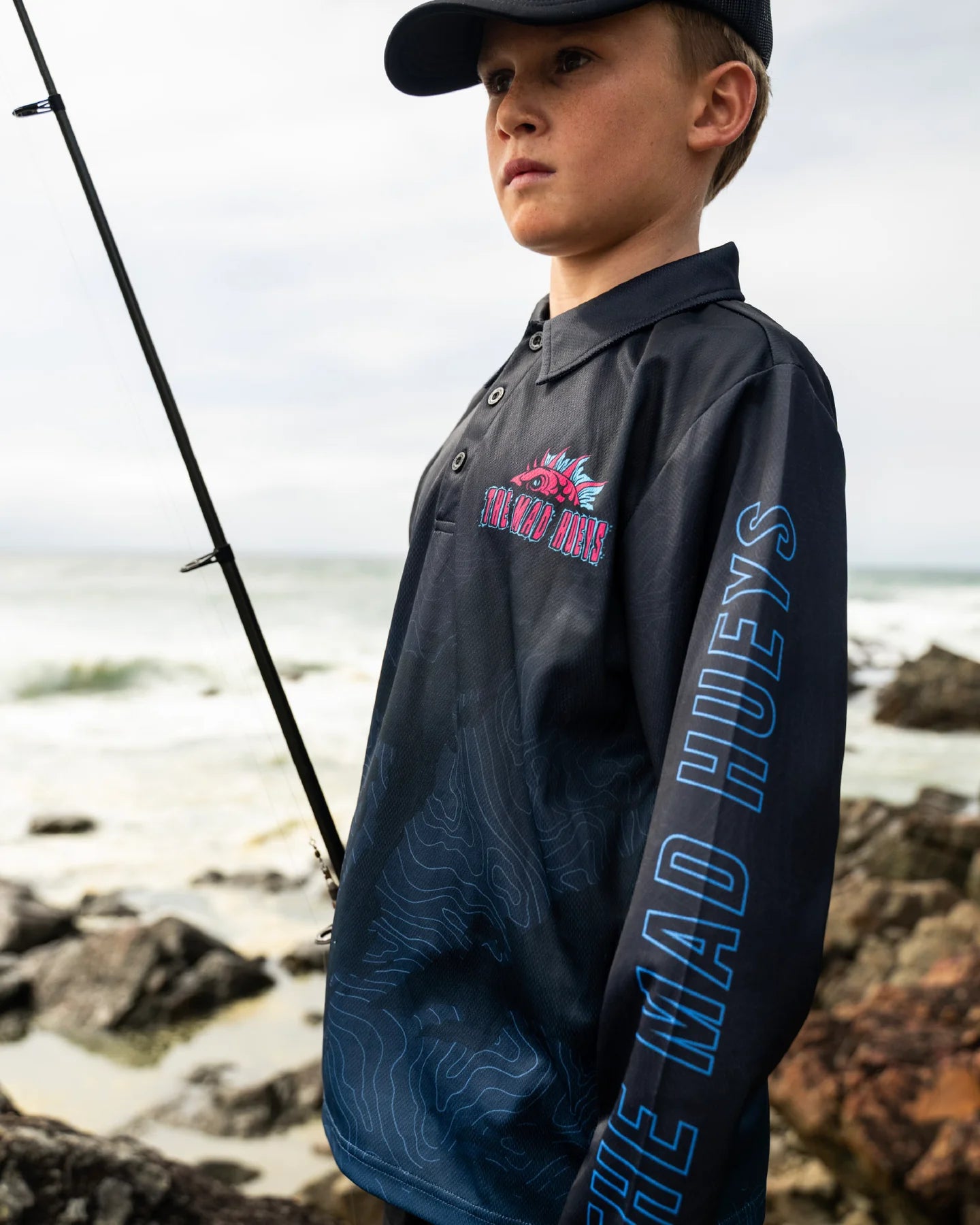 Mad Hueys King Cod Godzilla Youth UPF 50+ Fishing Jersey