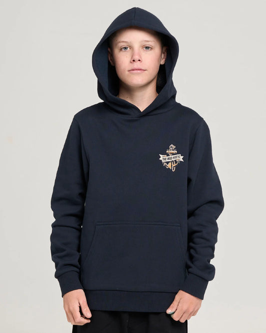 Mad Hueys Flame Anchor Hooded Pullover Navy