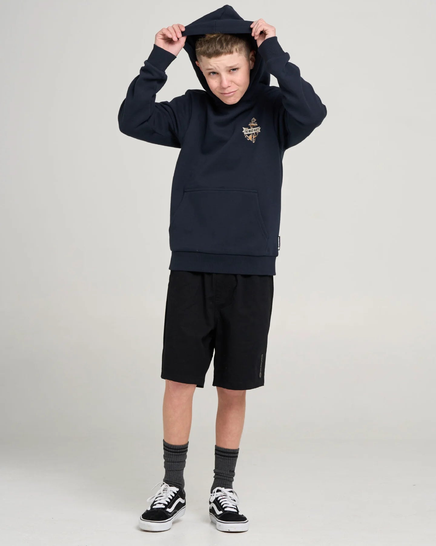 Mad Hueys Flame Anchor Hooded Pullover Navy