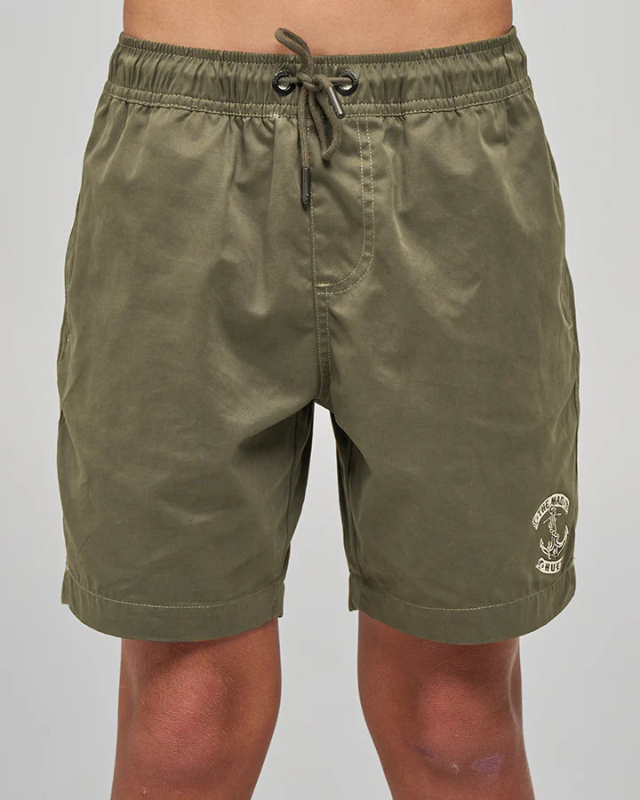Mad Hueys Skull Anchor Swim Volley Short Olive
