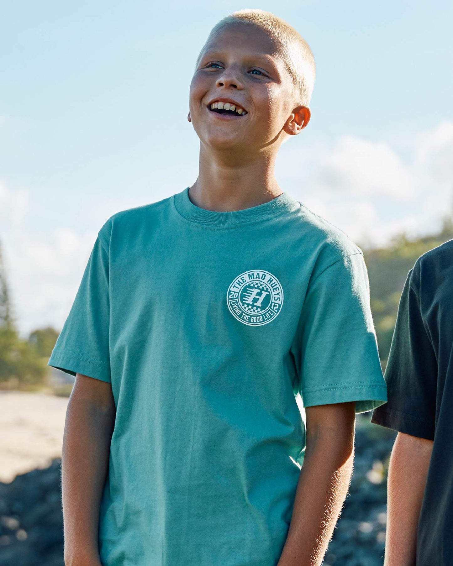 Mad Hueys Checker Hueys Tee Seafoam