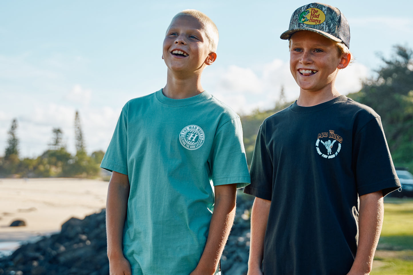 Mad Hueys Checker Hueys Tee Seafoam