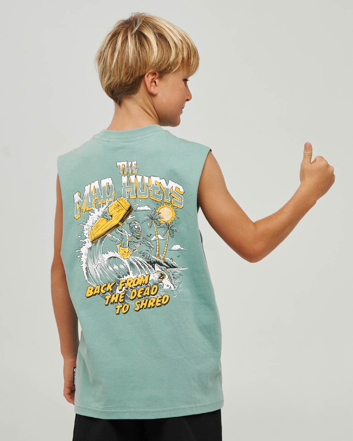 Mad Hueys Shred Dead Muscle Tee Seafoam