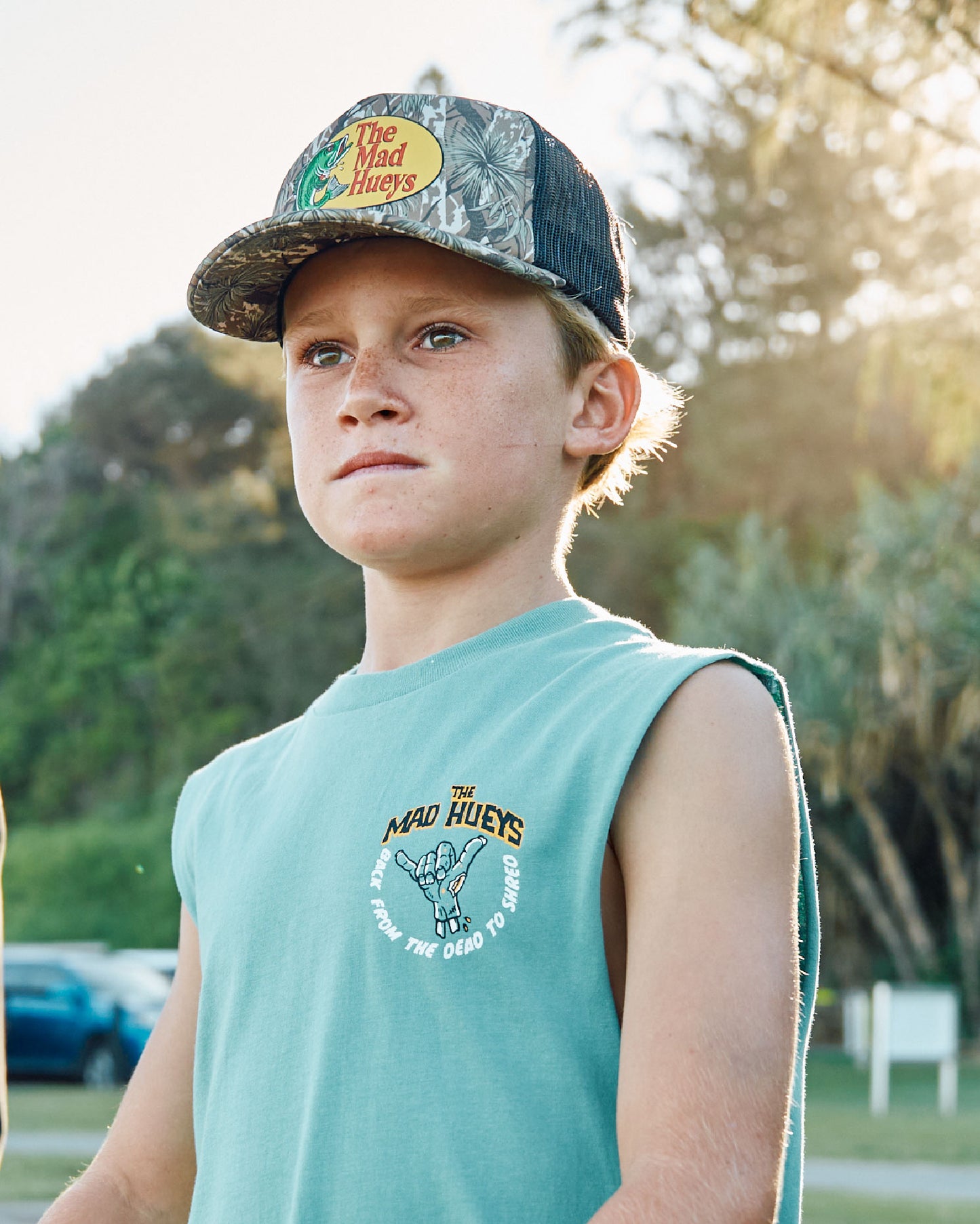 Mad Hueys Shred Dead Muscle Tee Seafoam