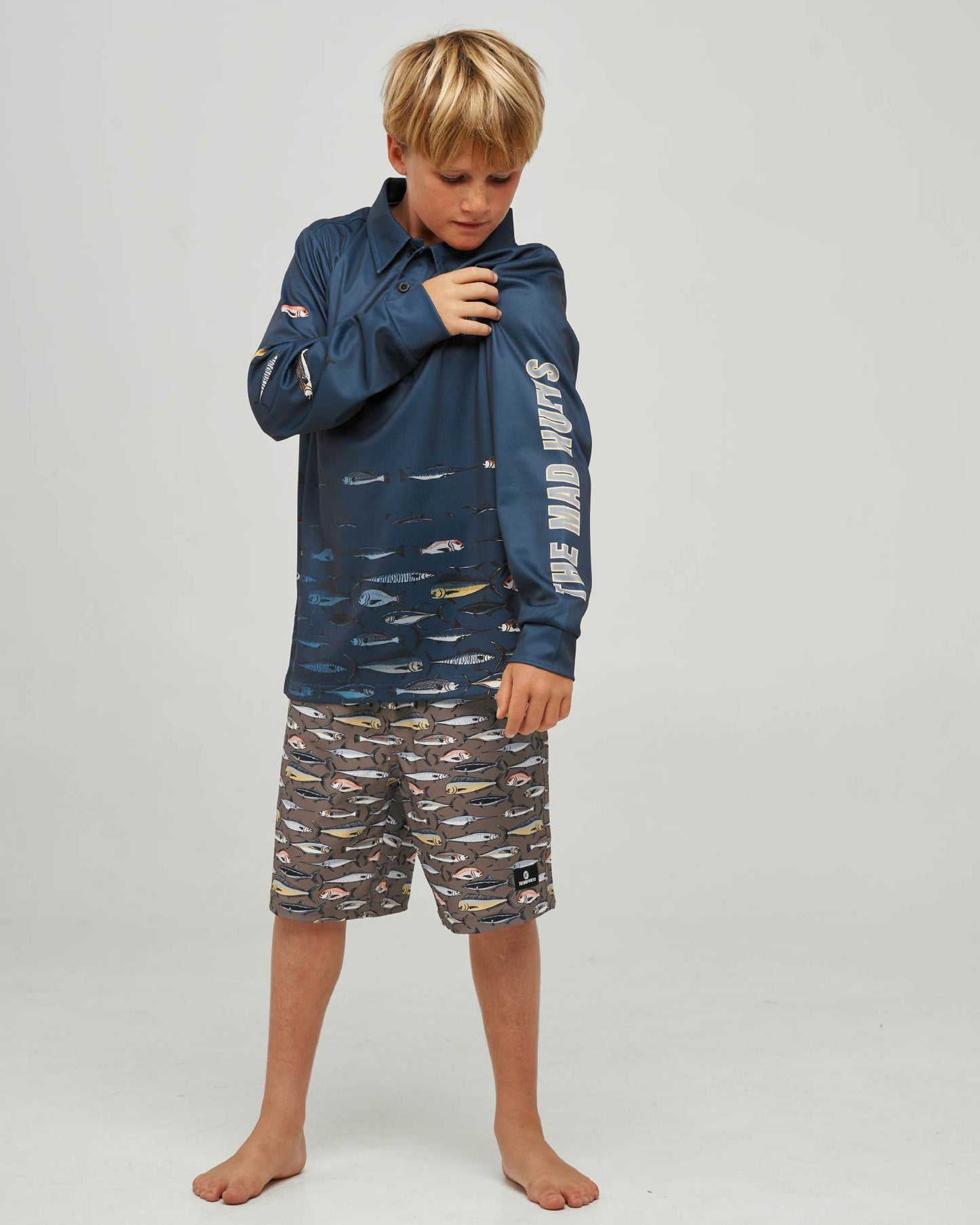 Mad Hueys Dragon Captain Youth UPF 50+ Fishing Jersey Navy