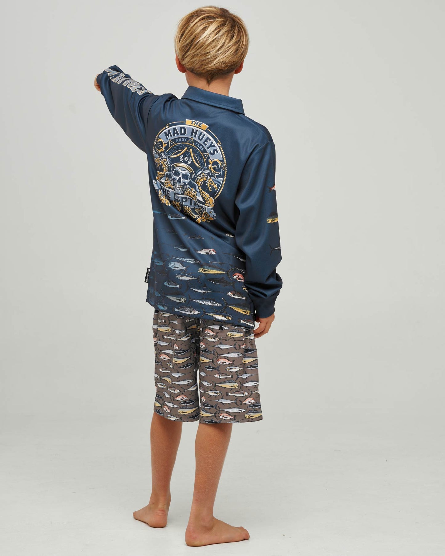 Mad Hueys Dragon Captain Youth UPF 50+ Fishing Jersey Navy