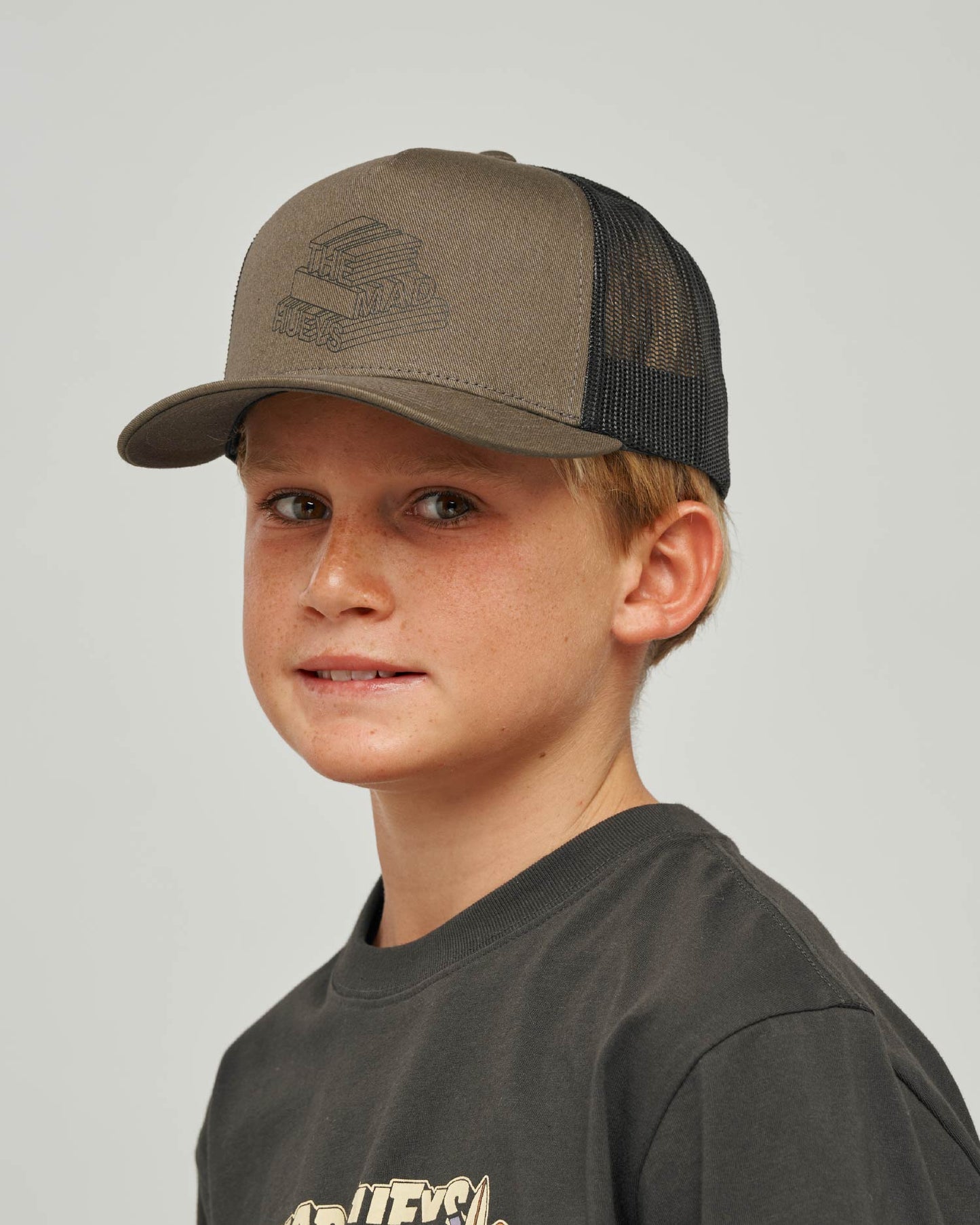 Mad Hueys Letter Twill Trucker Cap Olive