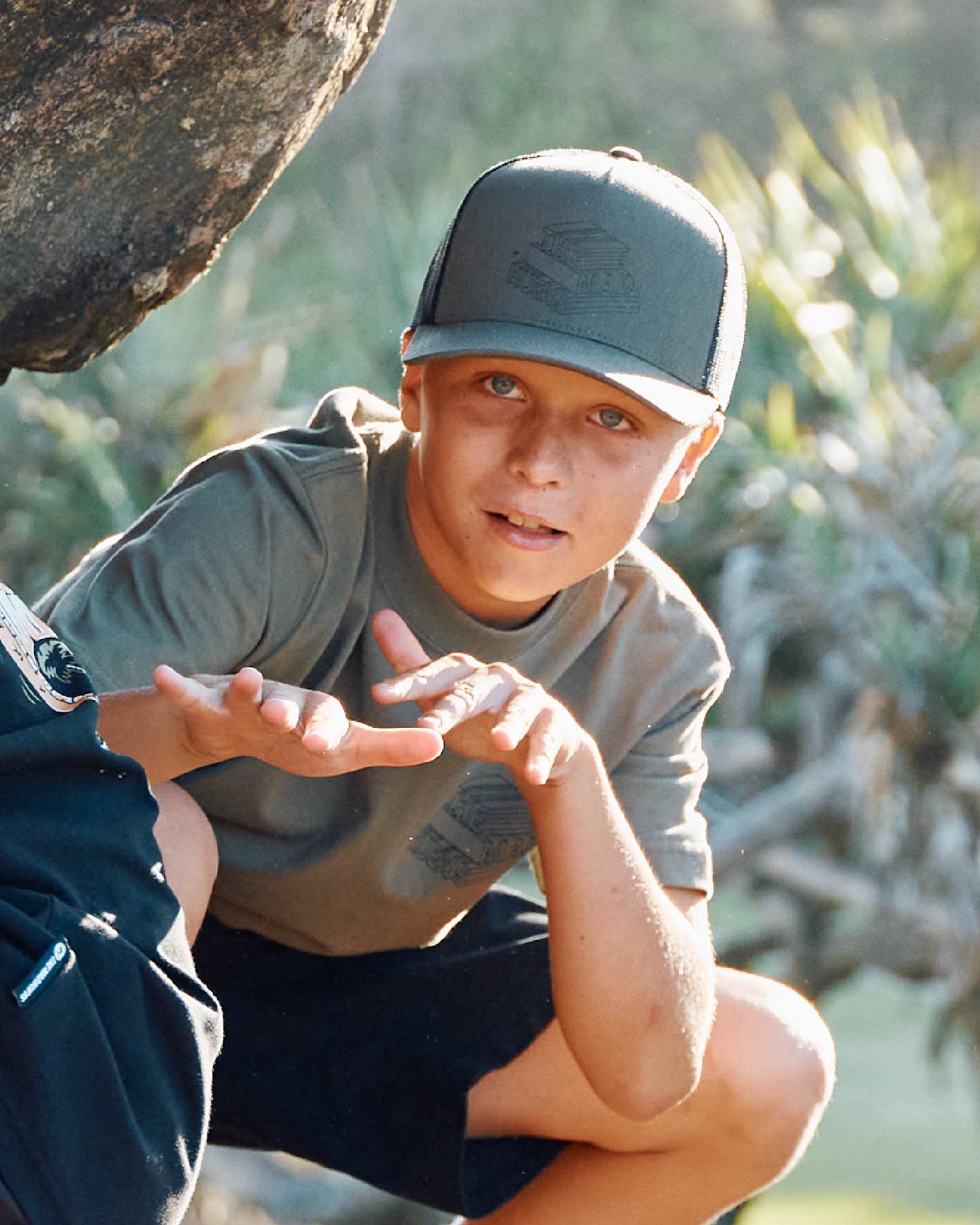 Mad Hueys Letter Twill Trucker Cap Olive