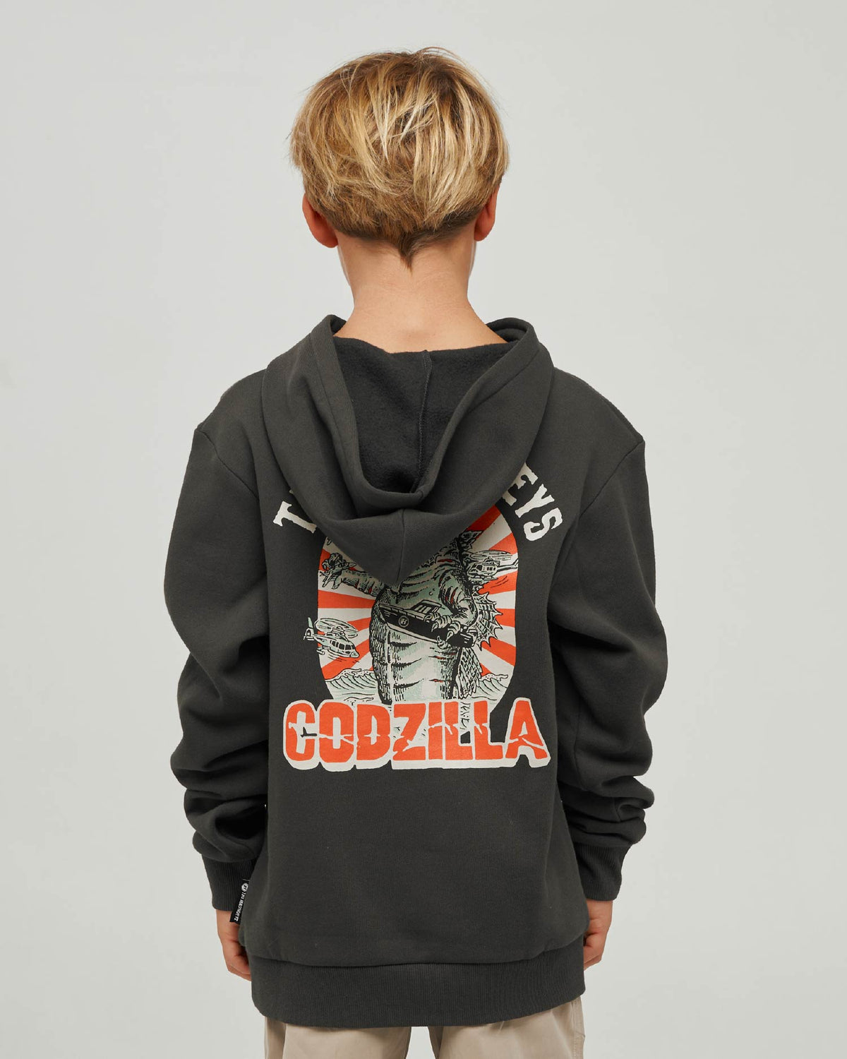 Mad Hueys Godzilla Forever Hooded Pullover Vintage Black