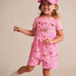 Huxbaby Pink Fruit Emoji Short Overalls