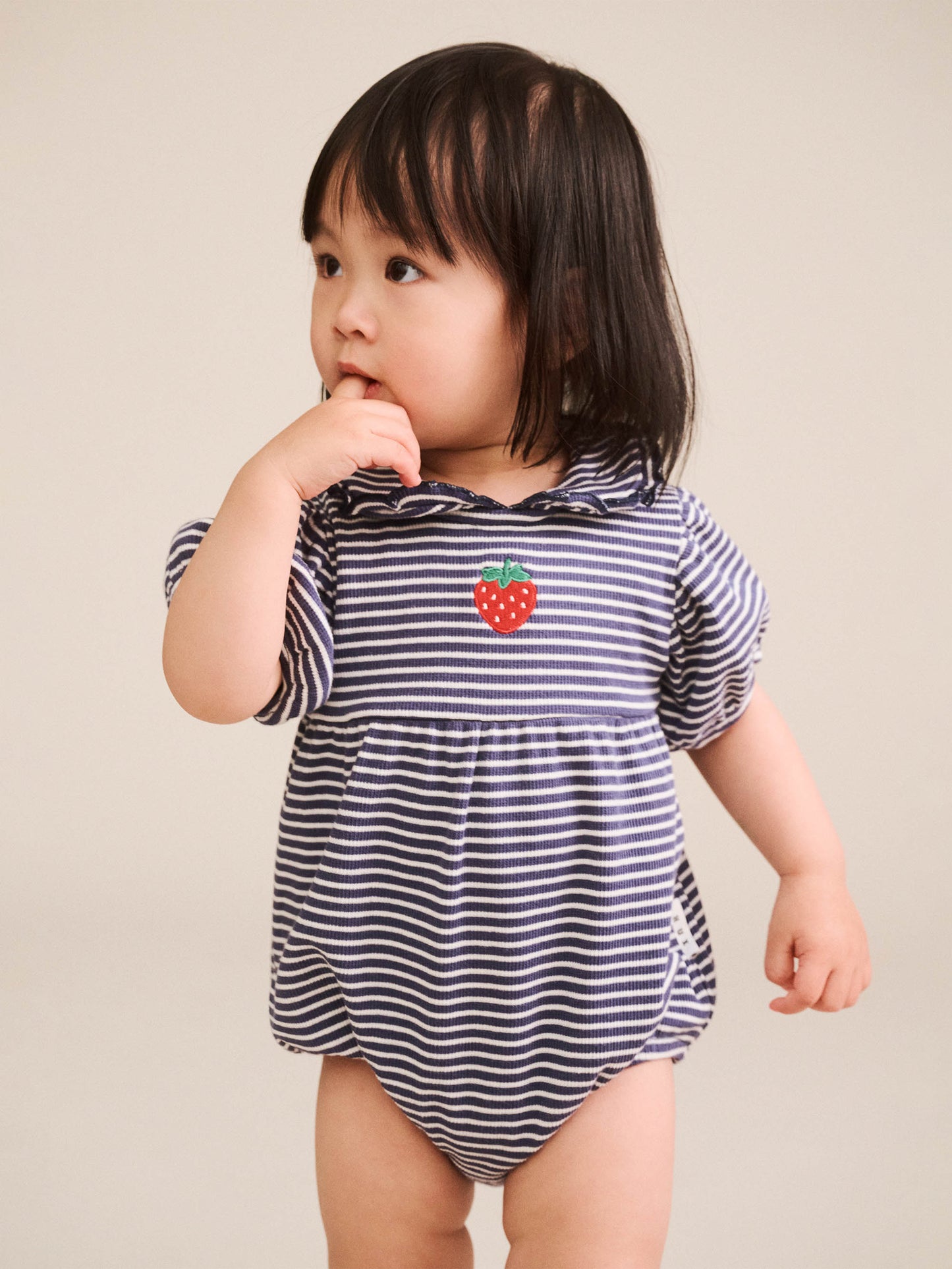 Huxbaby Ink Stripe Rib Collar Romper