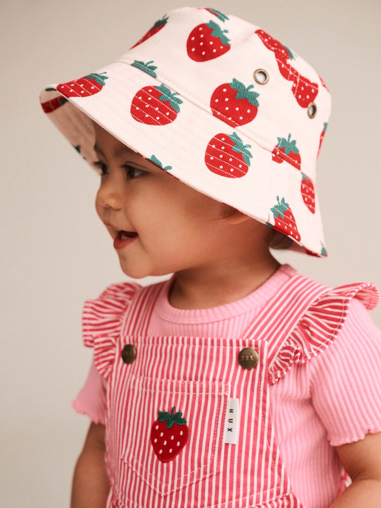 Huxbaby Strawberry Embroidery Stripe Playsuit/Overall