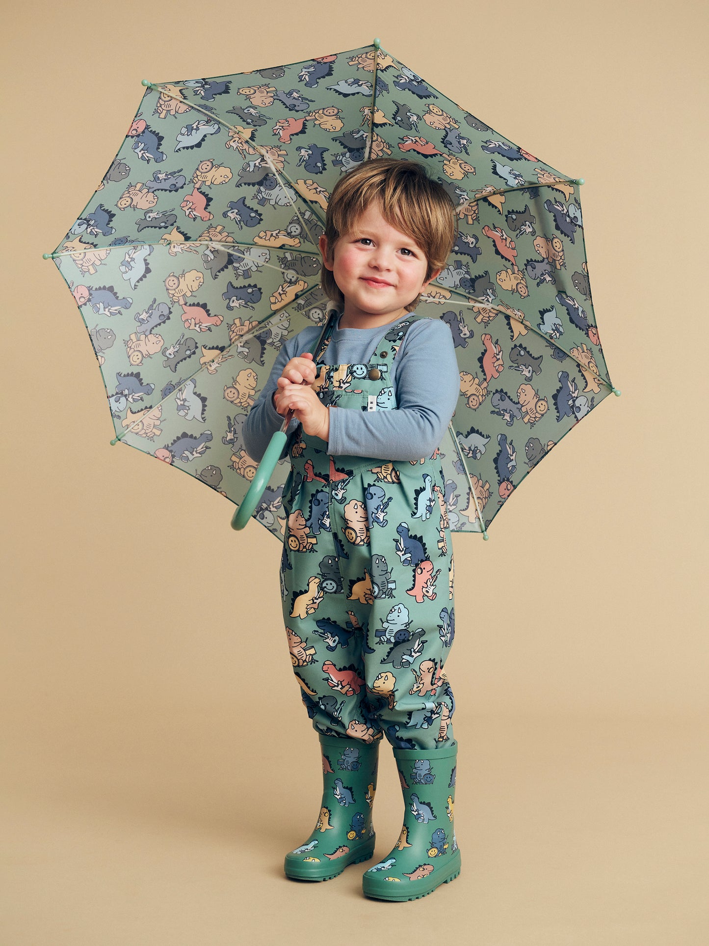 Huxbaby Dino Band Puddle Suit Winter Green
