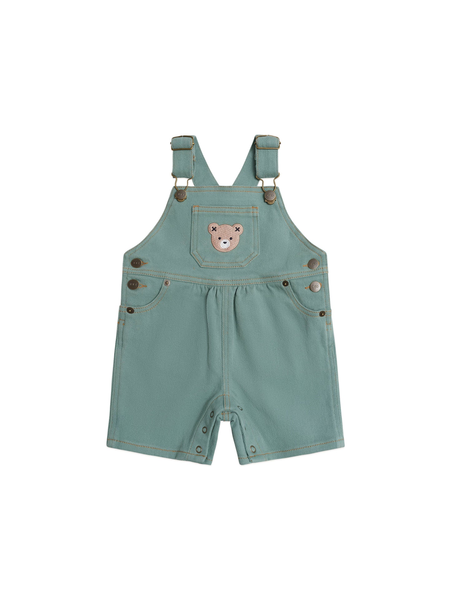 Huxbaby Denim Short Overall Green