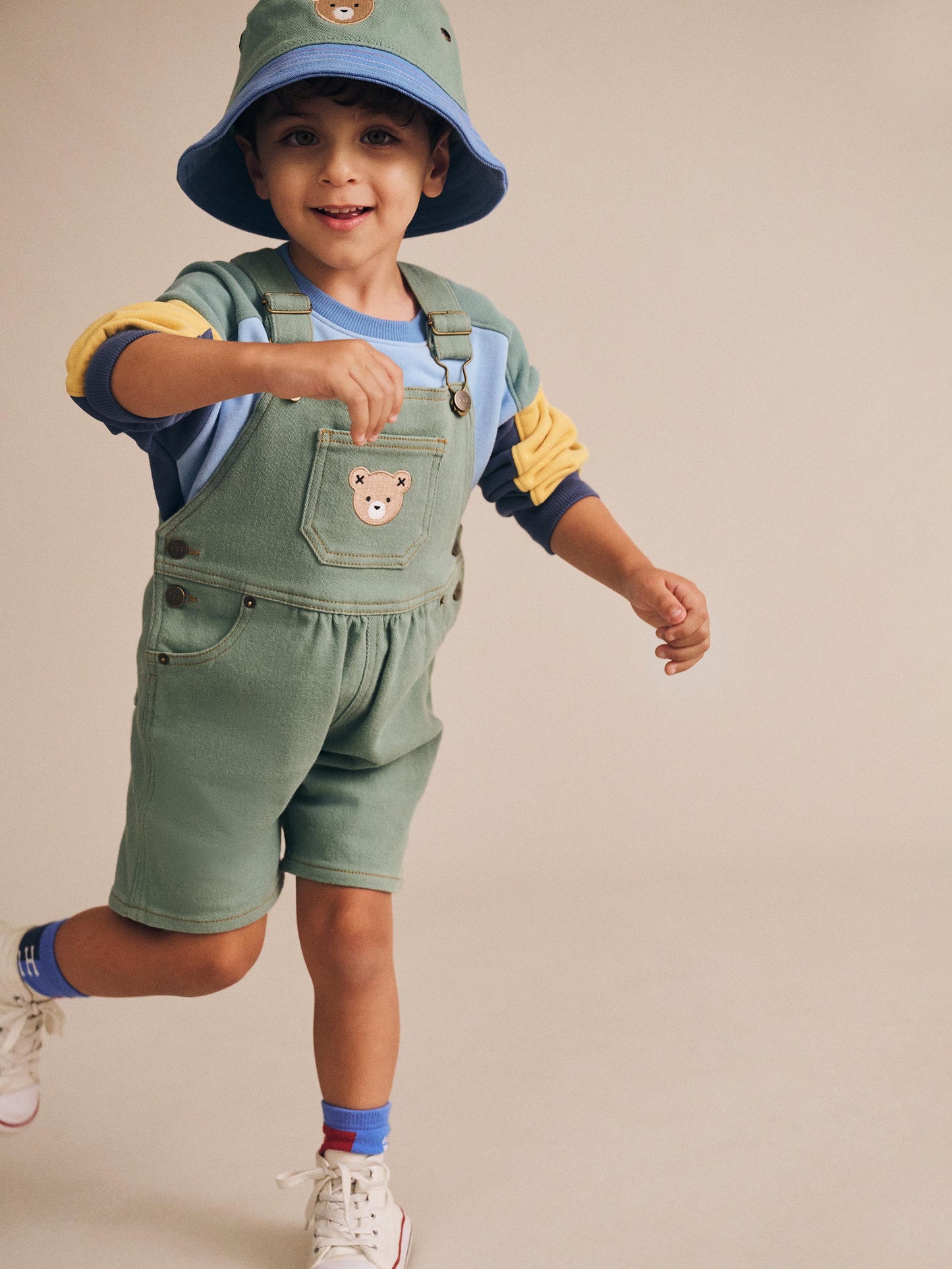 Huxbaby Denim Short Overall Green
