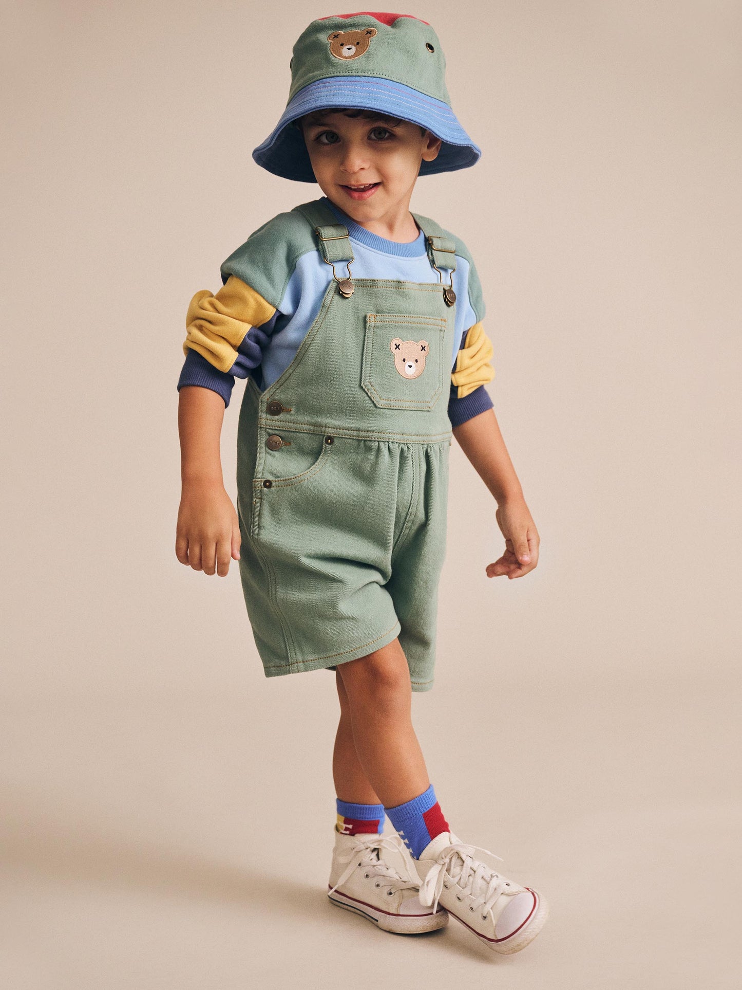 Huxbaby Denim Short Overall Green